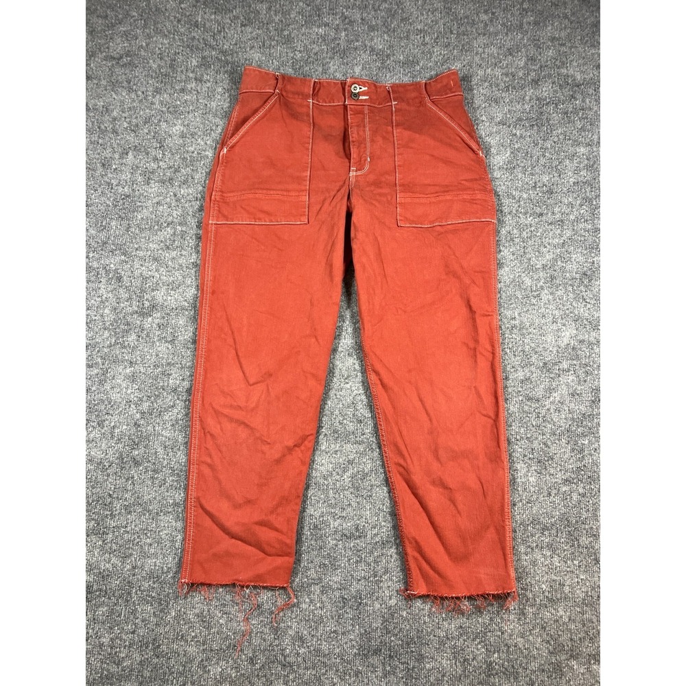 Hollister Vintage Stietch Mom Jean Women 15R Rust Cotton Ultra High-Rise Raw Hem